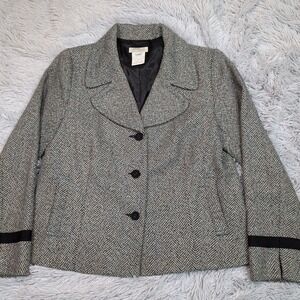 FDJ Jacket Womens 8‎ Multicolor Wool Blend Coat Pockets Button Up Career Casual